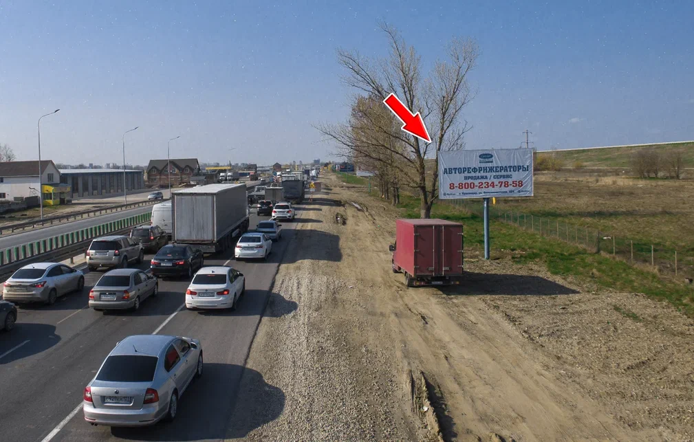 Фотография рекламного носителя, тип: Билборд 3x6, адрес: М-4 Дон а/д, 1344 950м, Краснодар, Краснодарский край, Россия. Сторона А №602474