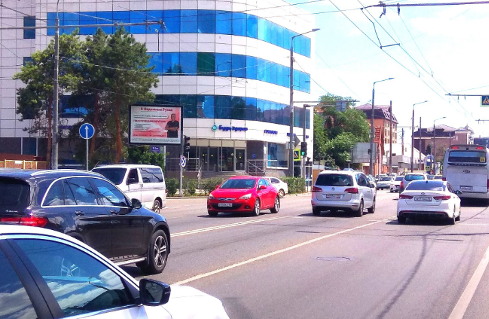 Фотография рекламного носителя, тип: Ситиборд 2.7x3.7, адрес: Красных Партизан ул. Х Тургенева ул., д.96, Краснодар, Краснодарский край, Россия. Сторона A1-A5 №458741