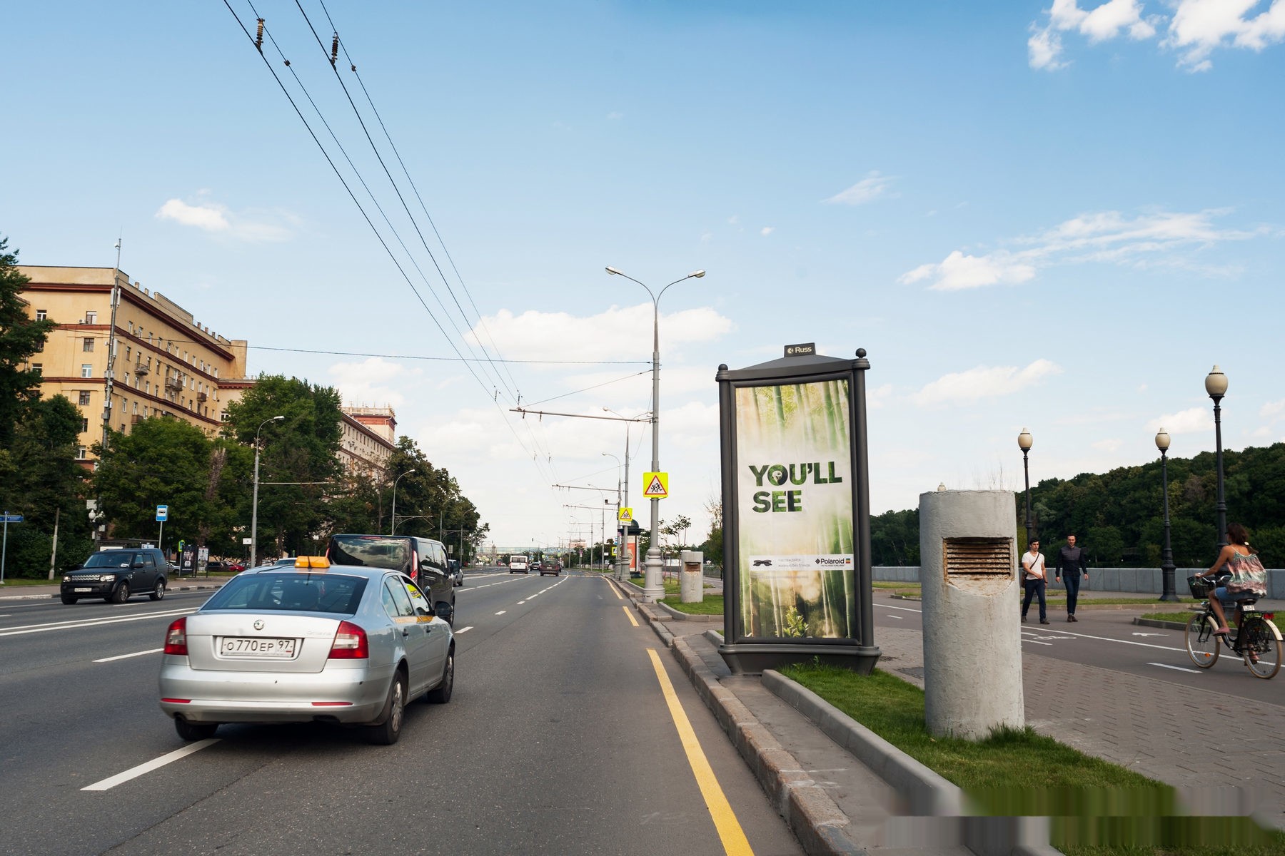Фотография рекламного носителя, тип: Пиллар 3x1.4, адрес: Фрунзенская наб., д.54, Москва, Россия. Сторона А №330094