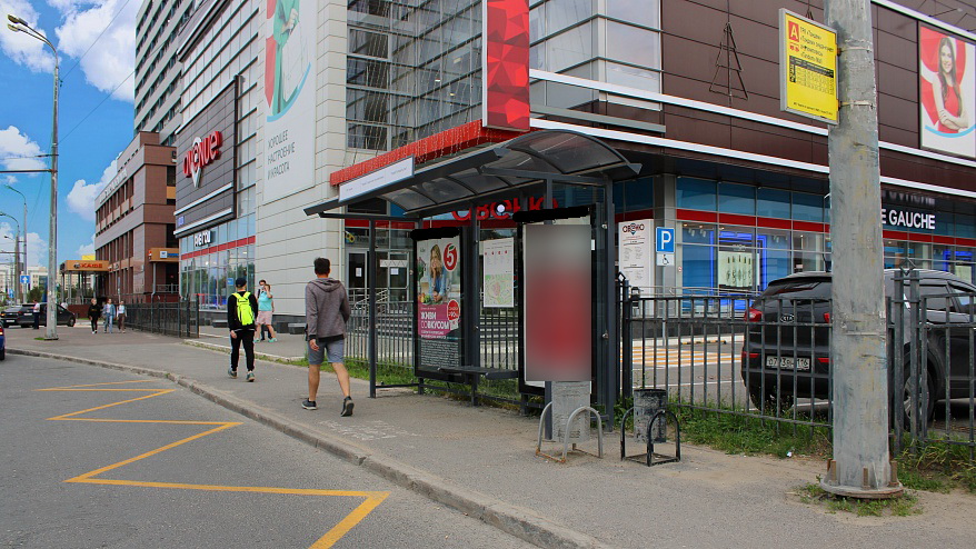 Фотография рекламного носителя, тип: Остановка 1.8x1.2, адрес: Ибрагимова ул., д.56, Казань, Республика Татарстан, Россия. Сторона А2 №835450