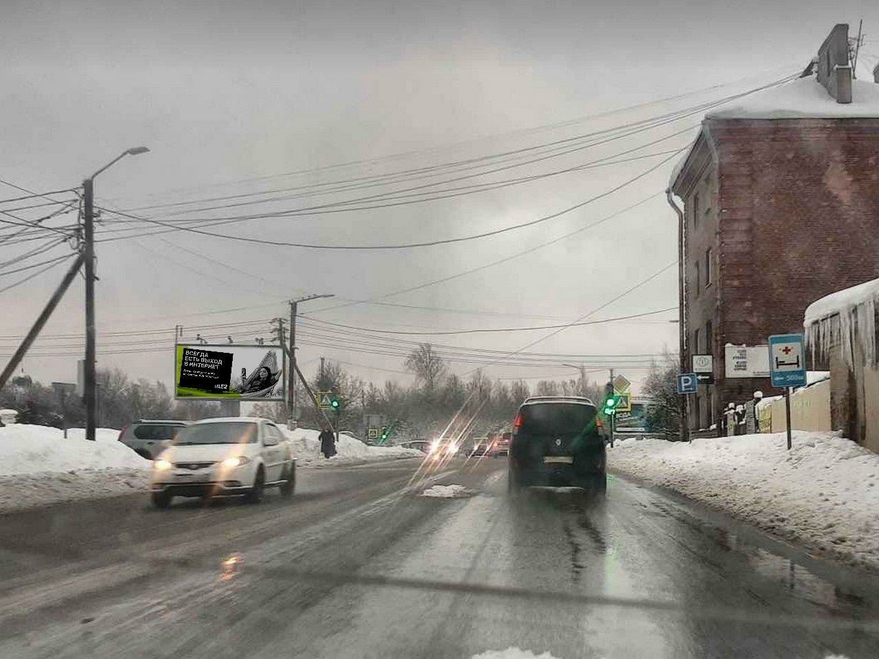 Фотография рекламного носителя, тип: Билборд 3x6, адрес: Островная ул. Х Батальонная ул., Выборг, Ленинградская область, Россия. Сторона А2 №338583