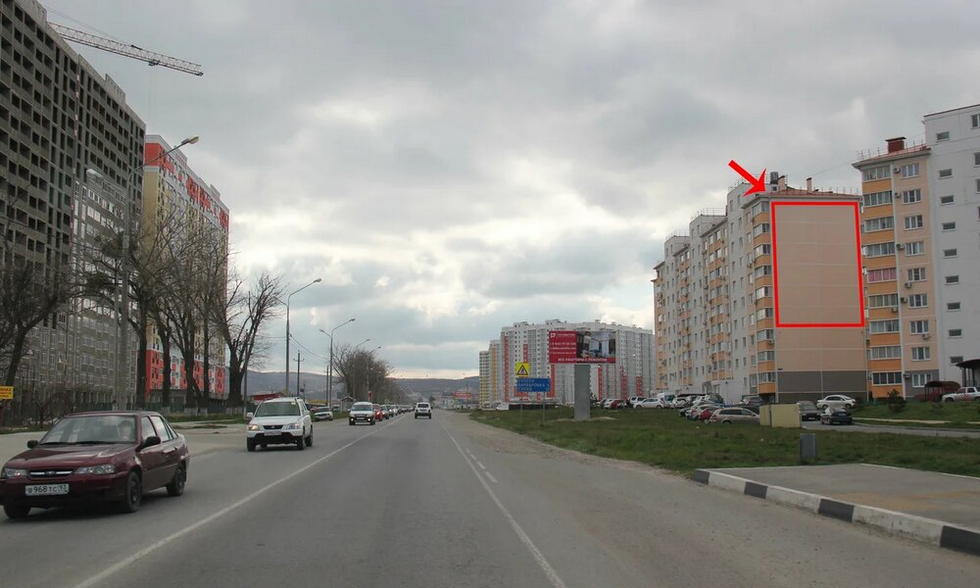 Фотография рекламного носителя, тип: Брандмауэр, адрес: Супсехское ш., д.26, корп.5, поз.1, Анапа, Краснодарский край, Россия. Сторона А №785213