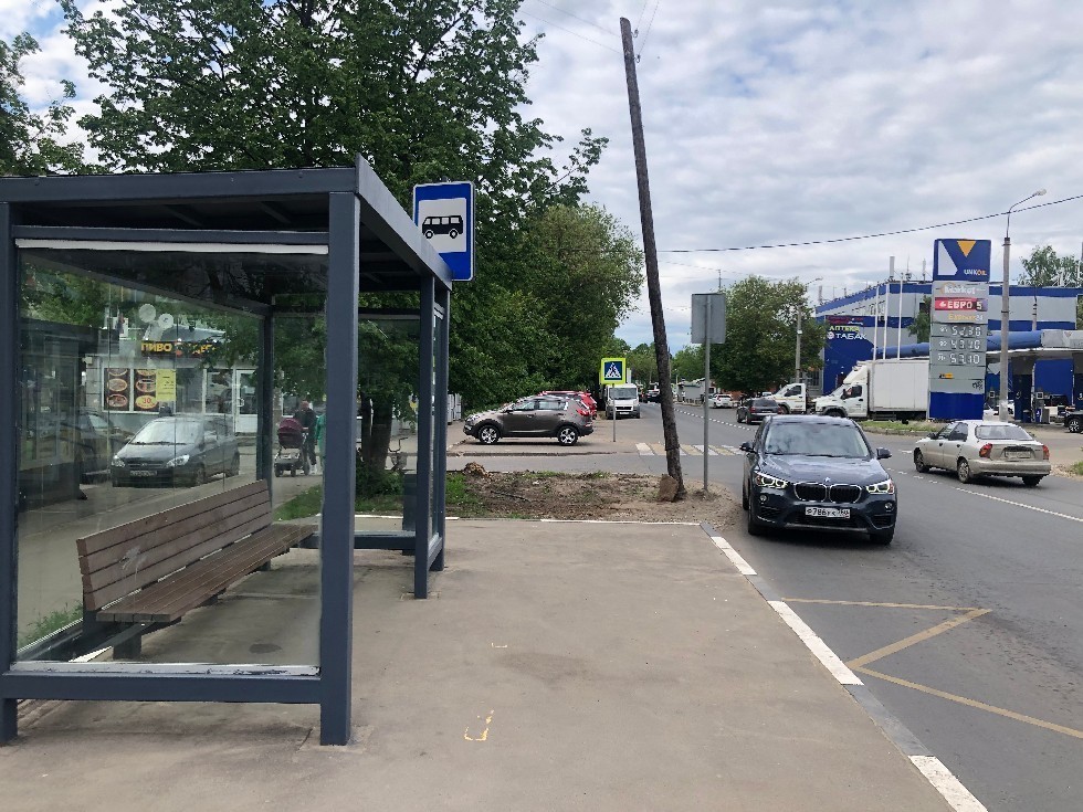 Фотография рекламного носителя, тип: Остановка 1.8x1.2, адрес: Орджоникидзе ул., д.1Д, Королев, Московская область, Россия. Сторона Б №1043205