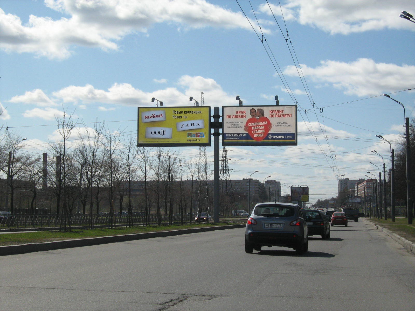 Фотография рекламного носителя, тип: Билборд 3x6, адрес: Доблести ул. Х Петергофское ш., Санкт-Петербург, Россия. Сторона A2 №520023