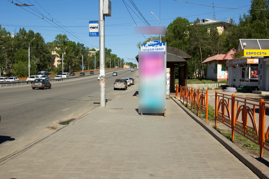 Фотография рекламного носителя, тип: Нестандартный ситиформат, адрес: Байкальская ул., ООТ Лисиха, поз.2, Иркутск, Иркутская область, Россия. Сторона A №572123