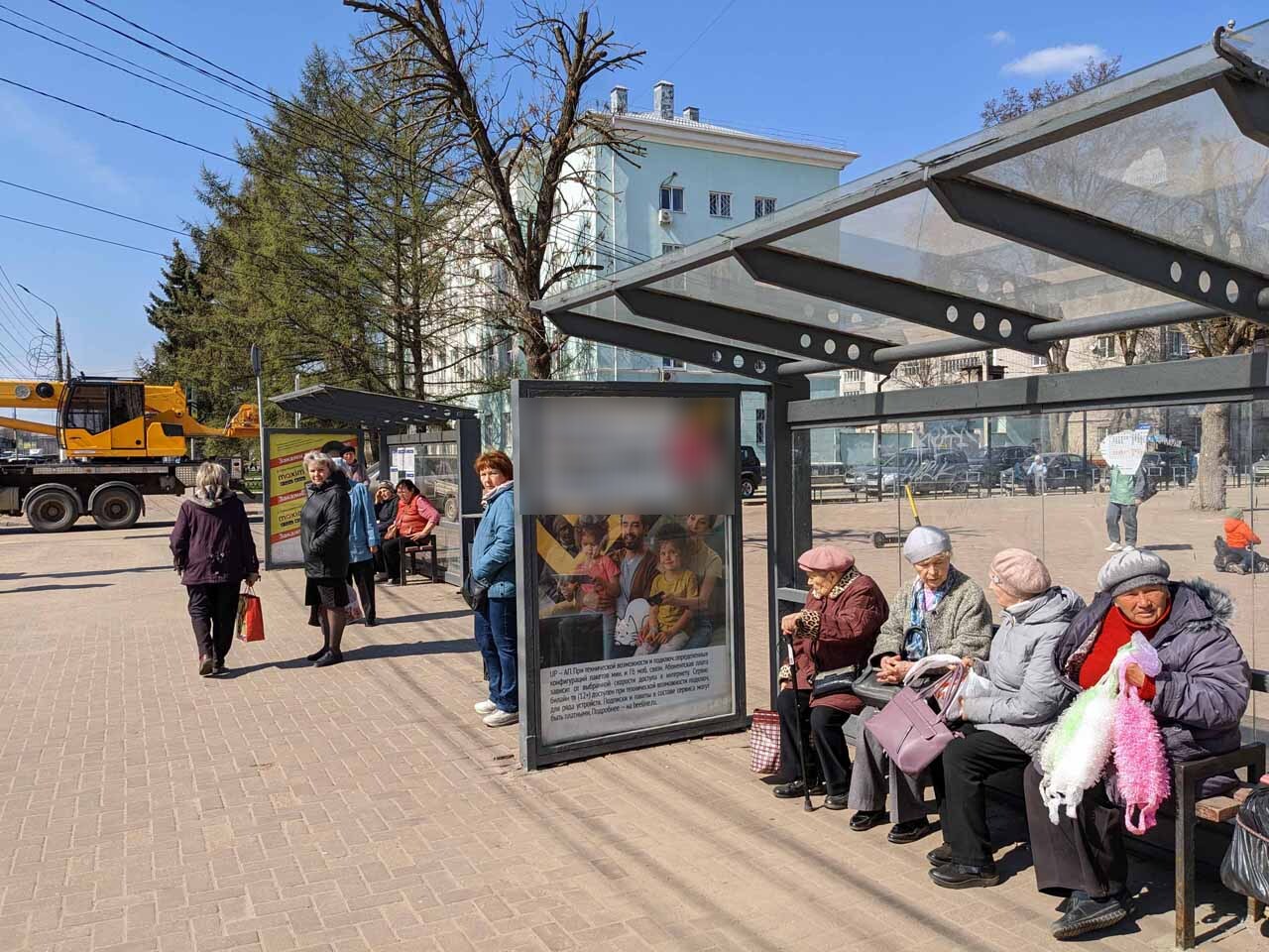 Фотография рекламного носителя, тип: Остановка 1.8x1.2, адрес: Калинина пр-т., д.14, поз.1, Тверь, Тверская область, Россия. Сторона А №1059754