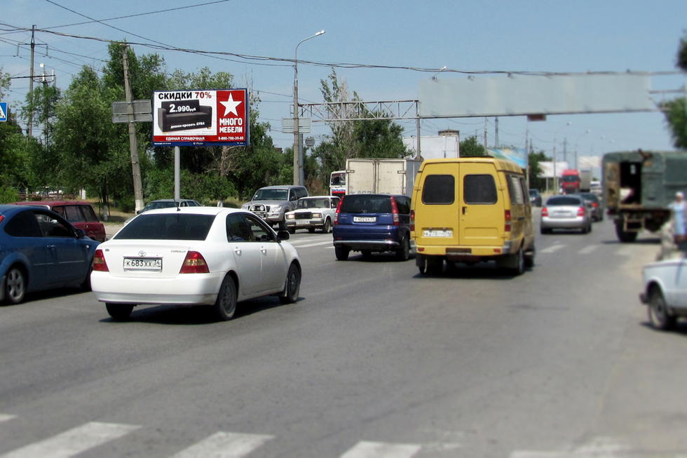 Фотография рекламного носителя, тип: Билборд 3x6, адрес: Историческая ул., поворот на Мясокомбинат, Волгоград, Волгоградская область, Россия. Сторона Б №337656