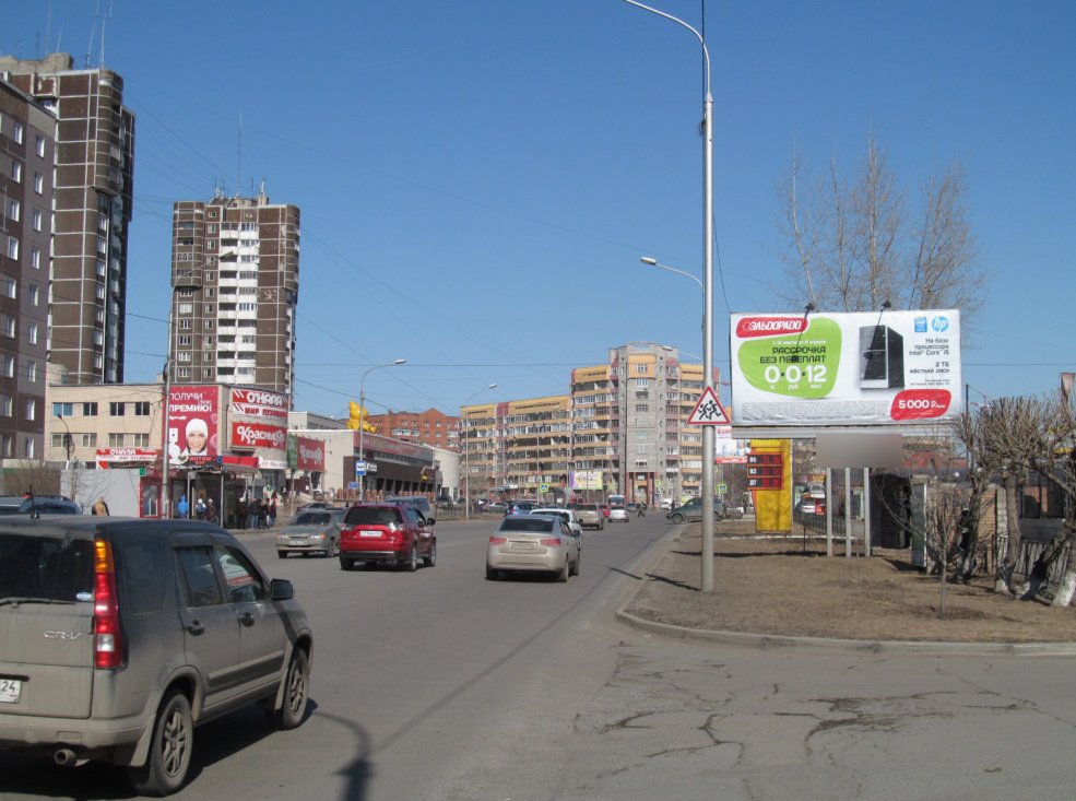 Фотография рекламного носителя, тип: Билборд 3x6, адрес: Октябрьская ул. Х Взлетная ул., Красноярск, Красноярский край, Россия. Сторона А №593088