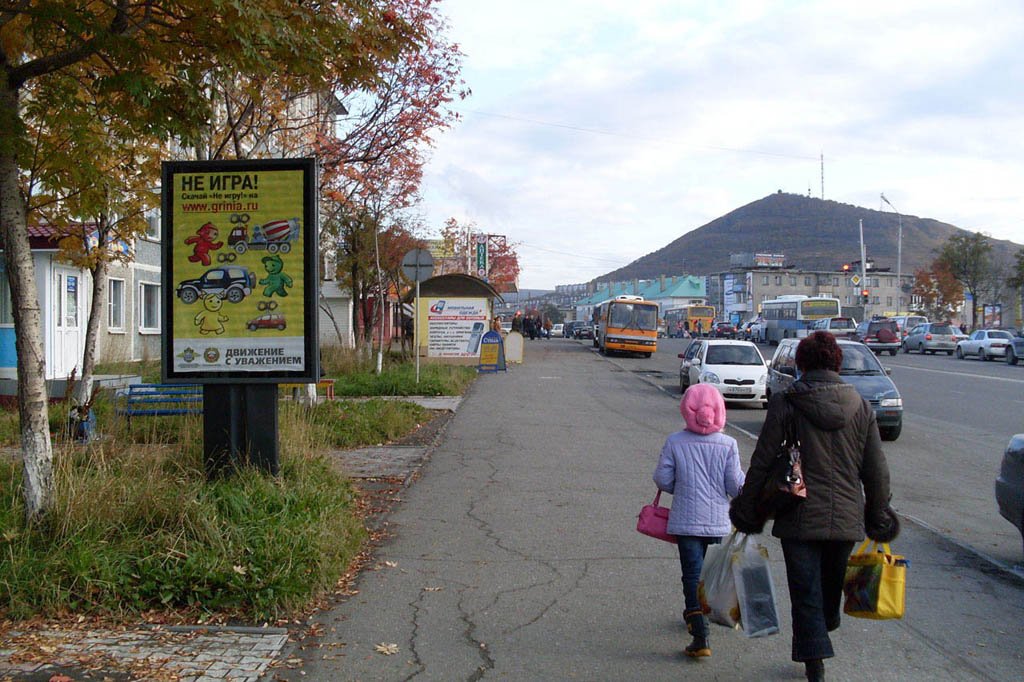 Фотография рекламного носителя, тип: Ситиформат 1.8x1.2, адрес: Тушканова ул., поз.1, Петропавловск-Камчатский, Камчатский край, Россия. Сторона Б №777519