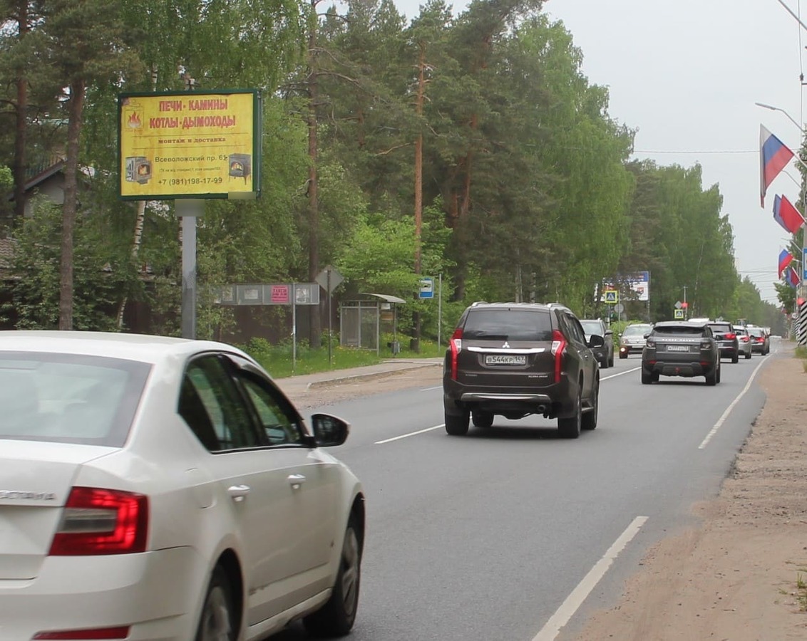 Фотография рекламного носителя, тип: Ситиборд 2.7x3.7, адрес: Колтушское ш., 38 600м X Социалистическая ул., Всеволожск, Ленинградская область, Россия. Сторона Б №369402