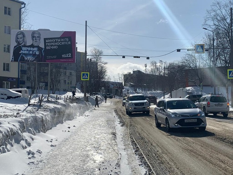 Фотография рекламного носителя, тип: Билборд 3x6, адрес: Корсаков г., Окружная ул., д.2, поз.1, Южно-Сахалинск, Сахалинская область, Россия. Сторона B №605768