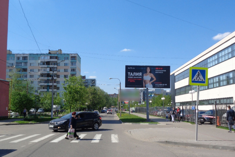 Фотография рекламного носителя, тип: Билборд 3x6, адрес: Побратимов ул., д.30, Люберцы, Московская область, Россия. Сторона А №701604