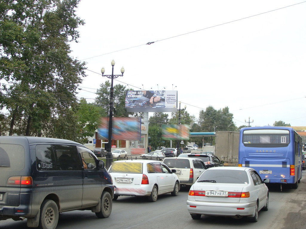 Фотография рекламного носителя, тип: Суперсайт 4x12, адрес: Воронежское ш., д.1, Хабаровск, Хабаровский край, Россия. Сторона Б №328614