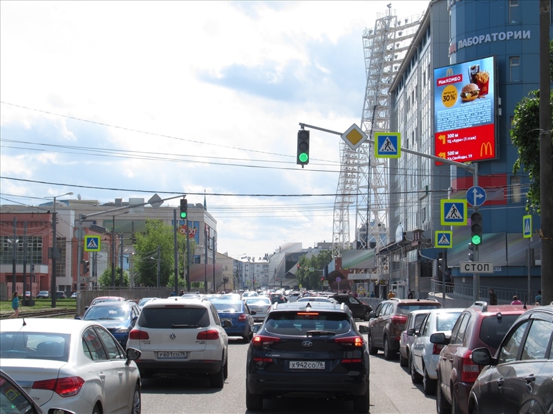 Фотография рекламного носителя, тип: Медиафасад, адрес: Победы ул., д.38/27, поз.1, Ярославль, Ярославская область, Россия. Сторона А12 №717123