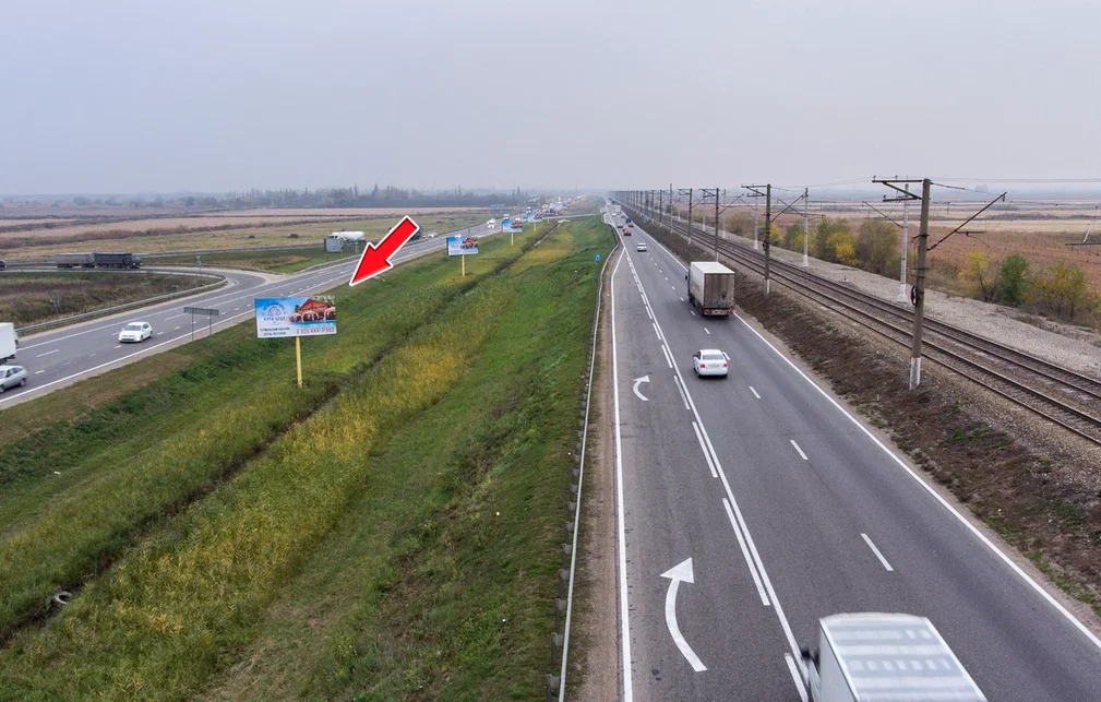 Фотография рекламного носителя, тип: Билборд 3x6, адрес: Краснодар-Новороссийск а/д, 19 197м, Краснодар, Краснодарский край, Россия. Сторона Б №477987