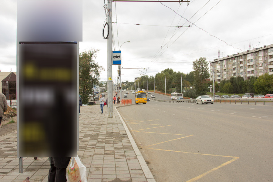 Фотография рекламного носителя, тип: Нестандартный ситиформат, адрес: Байкальская ул., ООТ Байкальский микрорайон, поз.1, Иркутск, Иркутская область, Россия. Сторона Б №509405