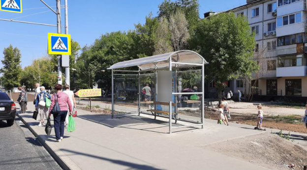 Фотография рекламного носителя, тип: Остановка 1.8x1.2, адрес: Пугачевский тр-т, "Гастроном" ост., Самара, Самарская область, Россия. Сторона В1 №1080622