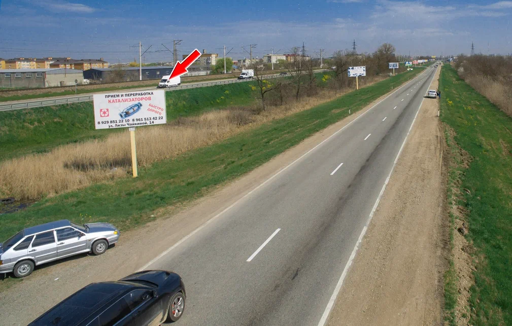 Фотография рекламного носителя, тип: Билборд 3x6, адрес: Краснодар-Новороссийск а/д., 18 434м, Краснодар, Краснодарский край, Россия. Сторона А №602448