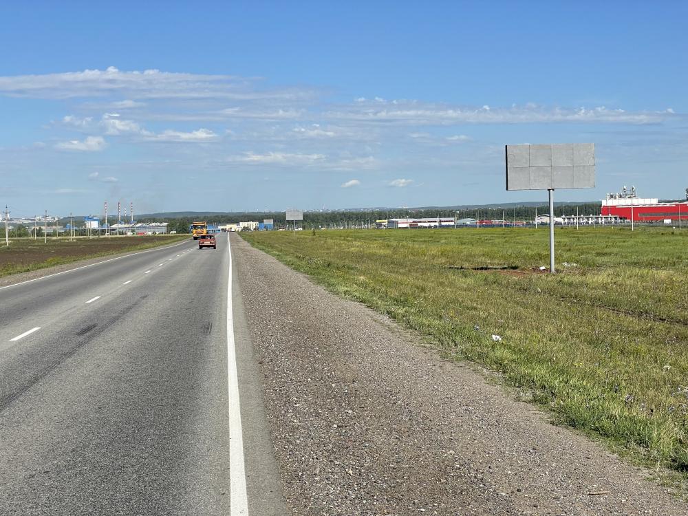 Фотография рекламного носителя, тип: Билборд 3x6, адрес: Шакша(КПМ)-Корношпан-Инд.Парк-М5 а/д, поз.3, Уфа, Республика Башкортостан, Россия. Сторона А №1041598