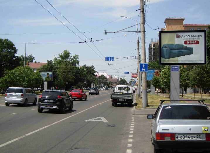 Фотография рекламного носителя, тип: Ситиборд 2.7x3.7, адрес: Северная ул., д.255, Краснодар, Краснодарский край, Россия. Сторона А №458903
