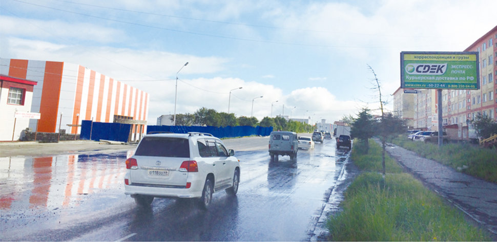 Фотография рекламного носителя, тип: Билборд 3x6, адрес: Пролетарская ул., д.44, Магадан, Магаданская область, Россия. Сторона A №1075121