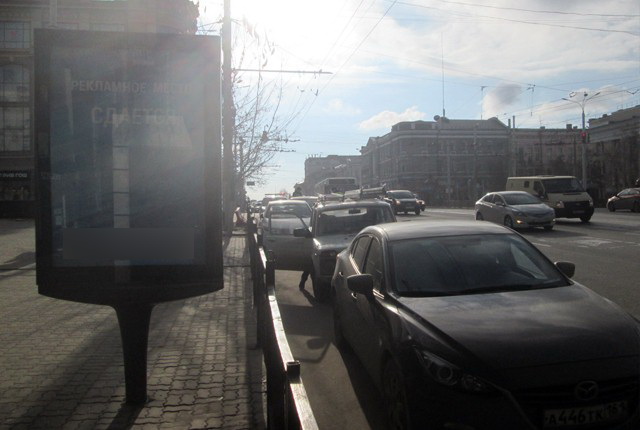 Фотография рекламного носителя, тип: Ситиформат 1.8x1.2, адрес: Буденновский пр-т., д.32 Х Большая Садовая ул., Ростов-на-Дону, Ростовская область, Россия. Сторона Б №782009