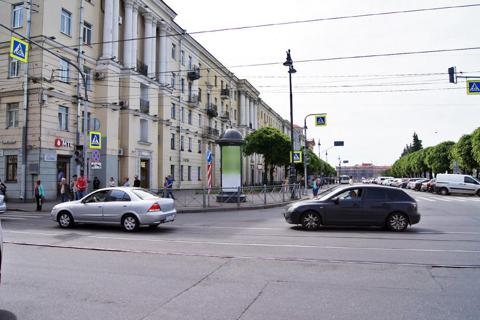 Фотография рекламного носителя, тип: Пиллар 3x1.4, адрес: Ленина пл., д.5 Х Комсомола ул., Санкт-Петербург, Россия. Сторона Б №658913