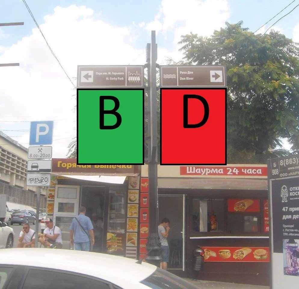 Фотография рекламного носителя, тип: Дорожный указатель, адрес: Буденновский пр-т., д.5 X Тургеневская ул., Ростов-на-Дону, Ростовская область, Россия. Сторона Б1 №1086798