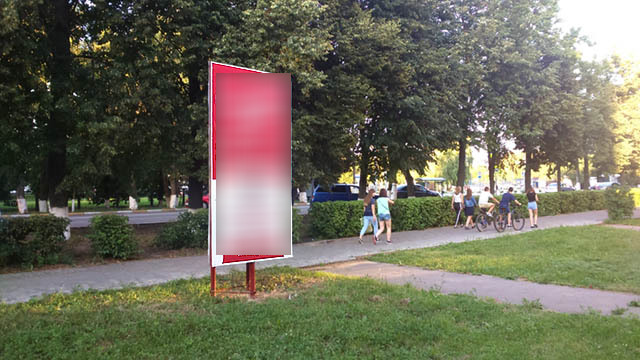 Фотография рекламного носителя, тип: Пиллар 3x1.4, адрес: Менделеева ул., д.7, Воскресенск, Московская область, Россия. Сторона C №629204