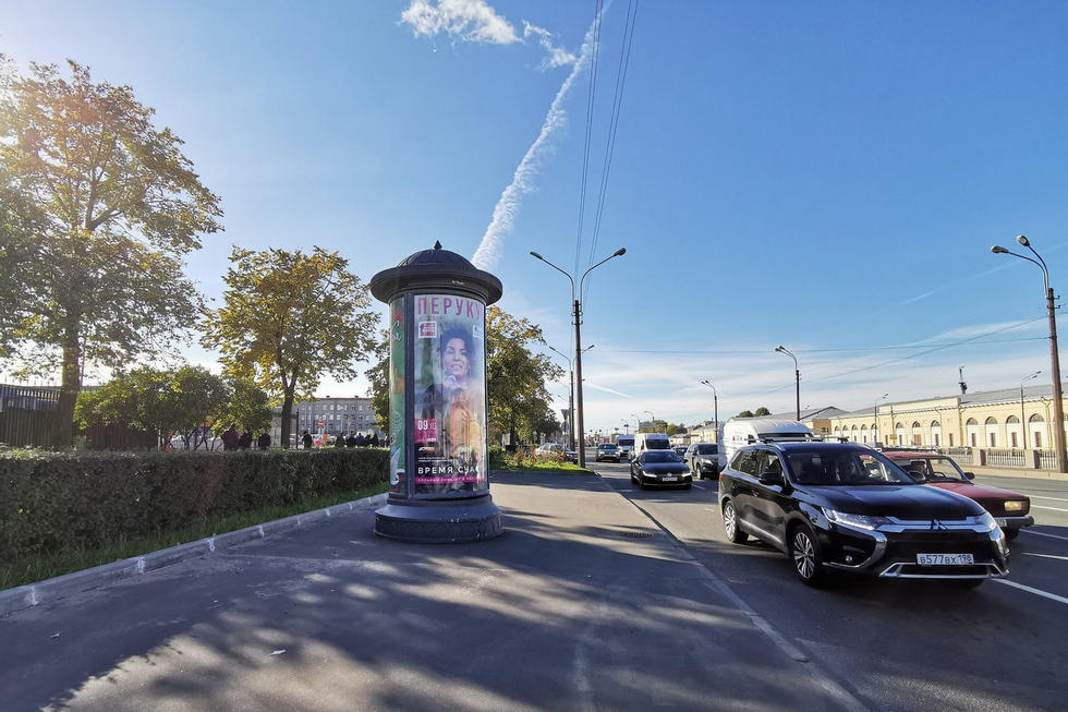 Фотография рекламного носителя, тип: Пиллар 3x1.4, адрес: Обводного канала наб., д.118а, Санкт-Петербург, Россия. Сторона Б №658955