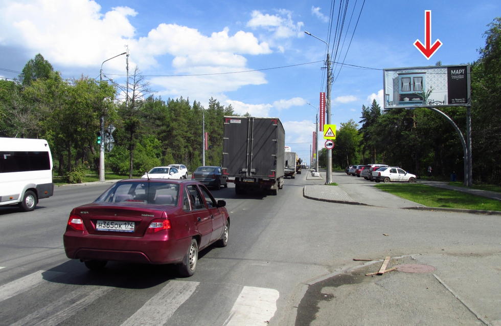 Фотография рекламного носителя, тип: Билборд 3x6, адрес: Худякова ул., 530м до Лесопарковая ул., Челябинск, Челябинская область, Россия. Сторона А №376826