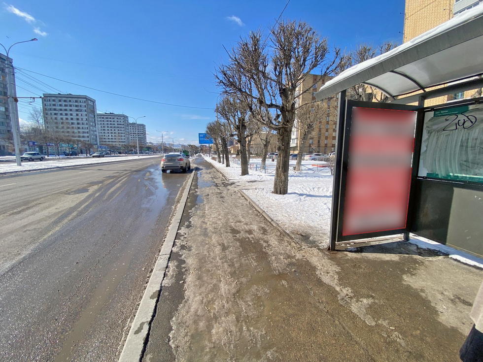 Фотография рекламного носителя, тип: Остановка 1.8x1.2, адрес: Красноярский рабочий пр-т., д.150Ж, Красноярск, Красноярский край, Россия. Сторона А №1029638