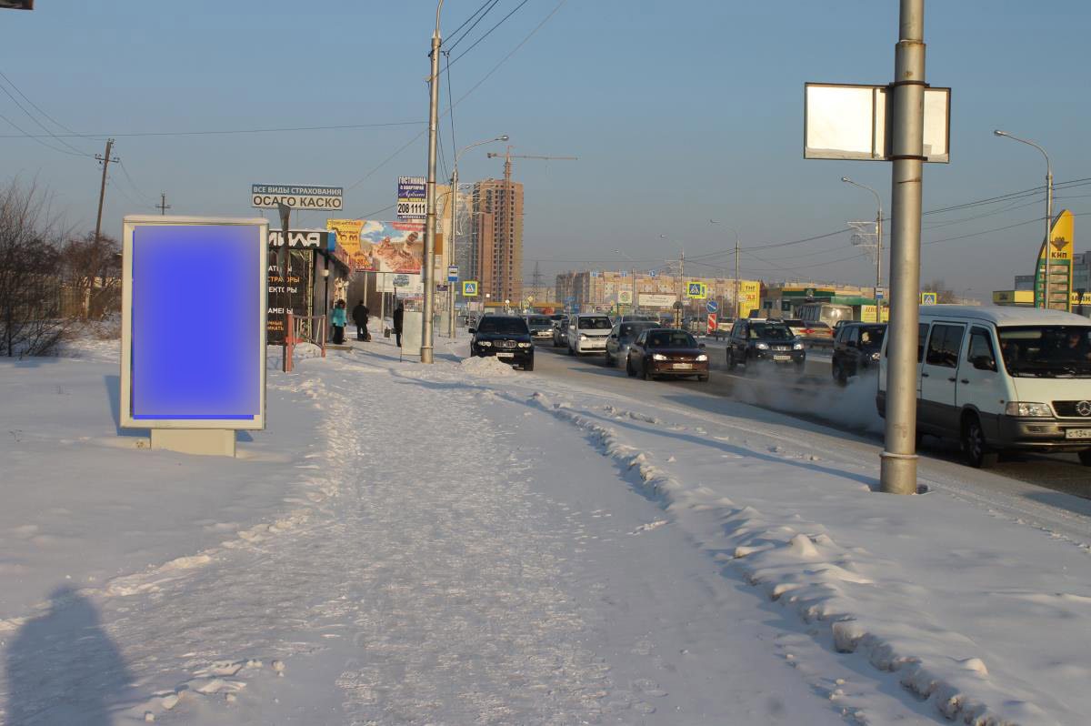 Фотография рекламного носителя, тип: Ситиформат 1.8x1.2, адрес: Шахтеров ул., д.23к, Красноярск, Красноярский край, Россия. Сторона Б №567309