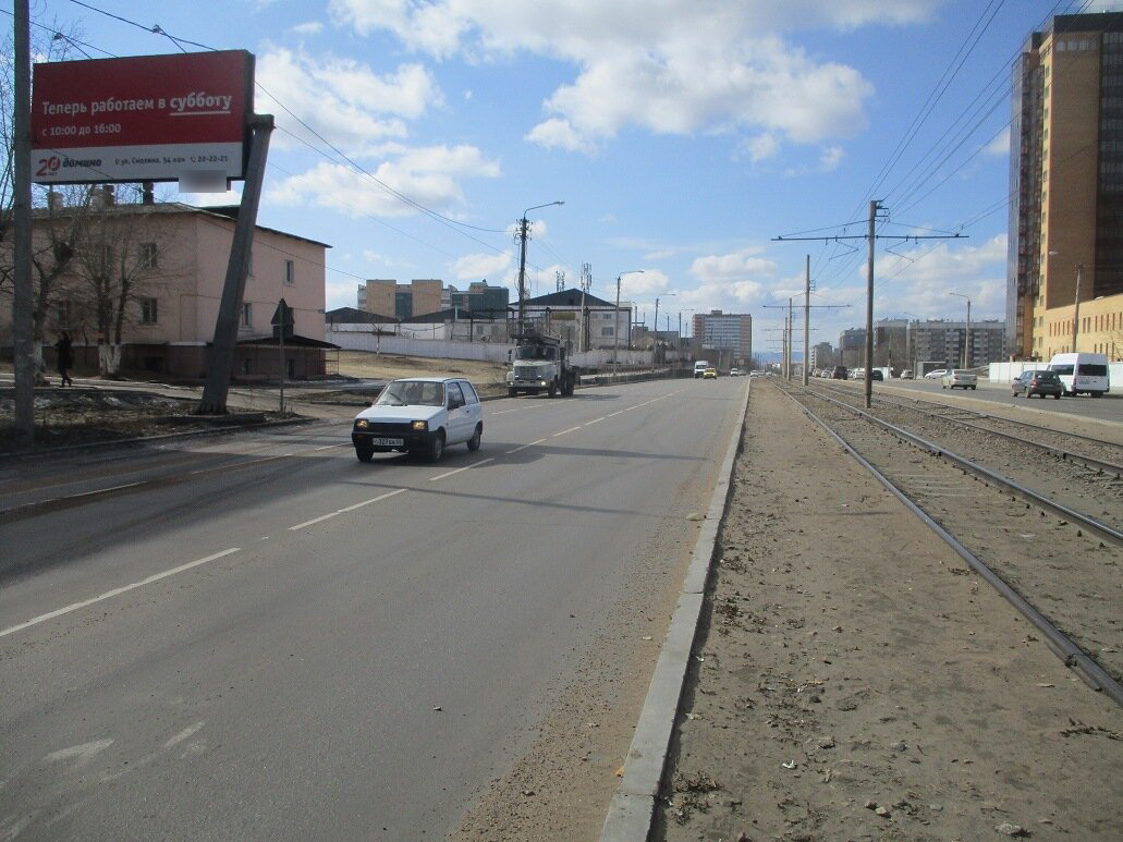 Фотография рекламного носителя, тип: Билборд 3x6, адрес: Боевая ул., д.12 Х Строителей пр-т., Улан-Удэ, Республика Бурятия, Россия. Сторона В №697100