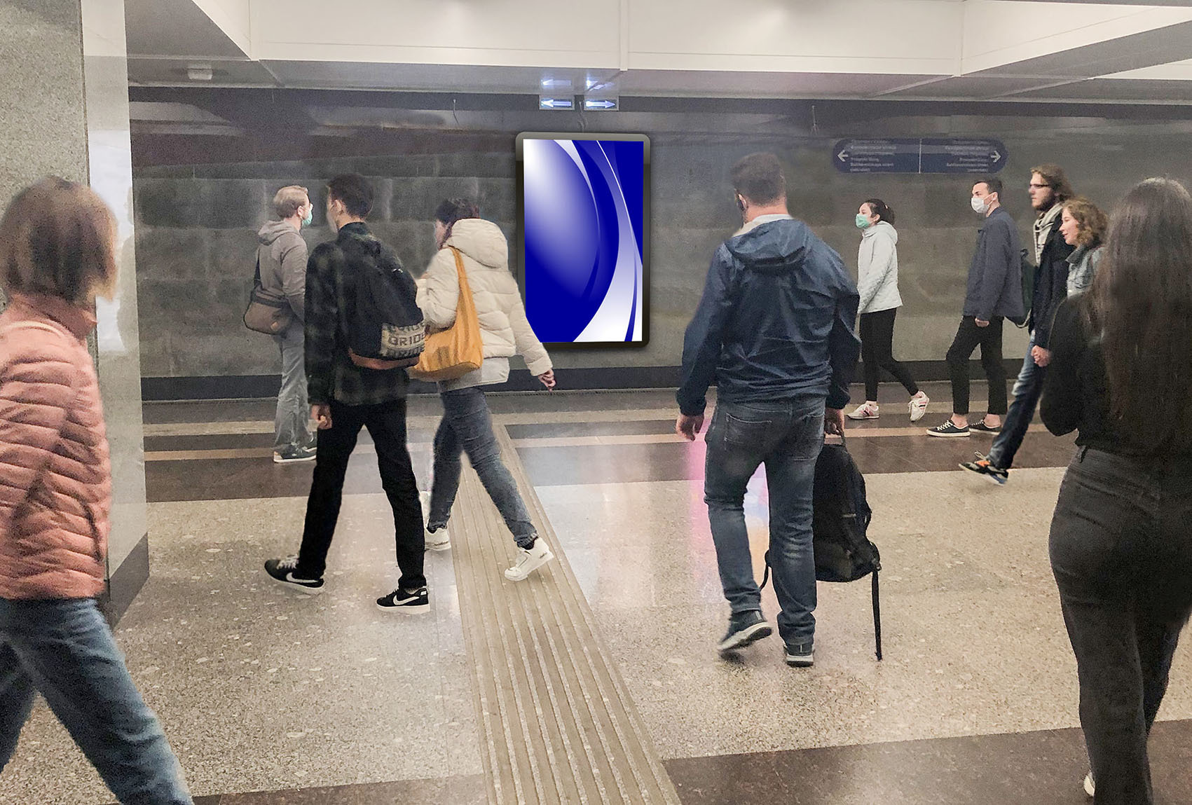 Фотография рекламного носителя, тип: Видеоэкран, адрес: Станция метро «Проспект Славы», линия Фрунзенско-Приморская, Санкт-Петербург, Россия. Сторона/вариант А1 №1061568