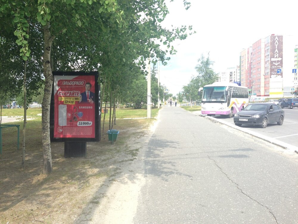 Фотография рекламного носителя, тип: Ситиформат 1.8x1.2, адрес: Советская ул., д.86В, поз.1, Ноябрьск, Ямало-Ненецкий автономный округ, Россия. Сторона Б №784812