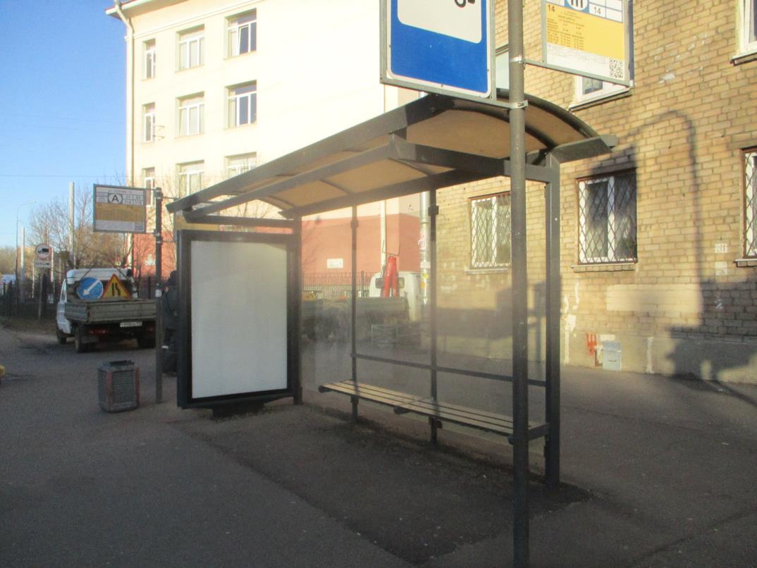 Фотография рекламного носителя, тип: Остановка 1.8x1.2, адрес: Седова ул., д.68, Санкт-Петербург, Россия. Сторона А №811619