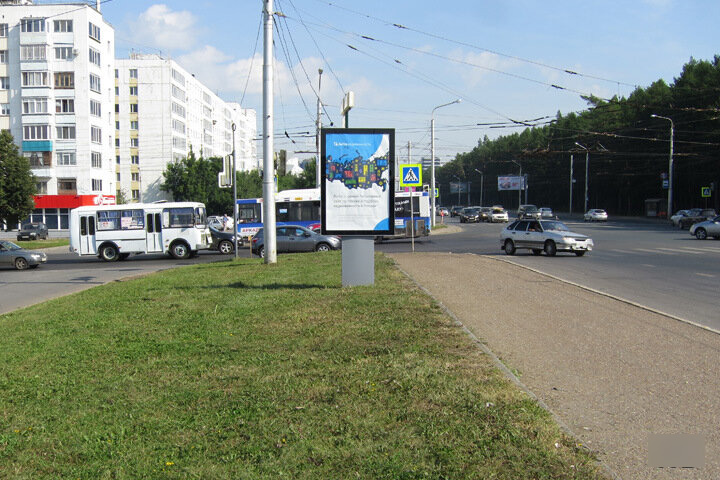 Фотография рекламного носителя, тип: Ситиформат 1.8x1.2, адрес: 50 лет СССР ул., д.47, поз.2, Уфа, Республика Башкортостан, Россия. Сторона В №746337