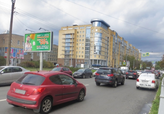 Фотография рекламного носителя, тип: Билборд 3x6, адрес: Варшавская ул., д.19, корп.1 Х Благодатная ул., Санкт-Петербург, Россия. Сторона В №1081442