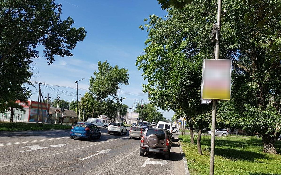 Фотография рекламного носителя, тип: Панель-кронштейн, адрес: Калинина ул., д.128 Х Строителей ул., Ставрополь, Ставропольский край, Россия. Сторона A №1324247