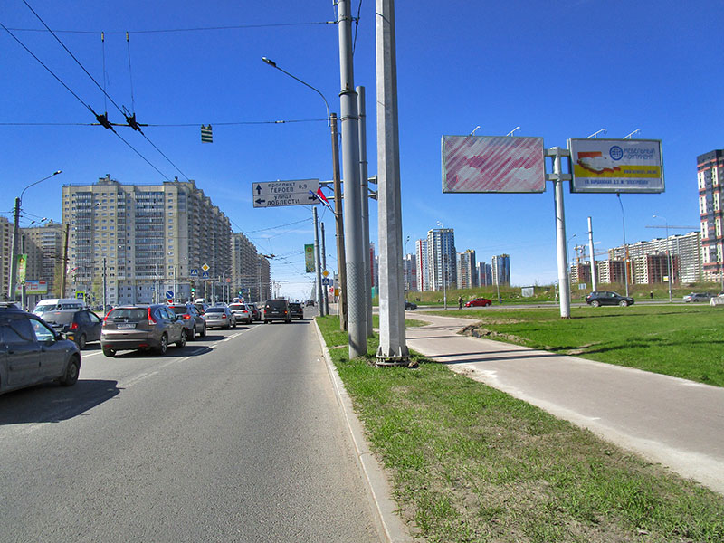 Фотография рекламного носителя, тип: Билборд 3x6, адрес: Ленинский пр-т., д.72, корп.1 Х Доблести ул., Санкт-Петербург, Россия. Сторона А2 №639175
