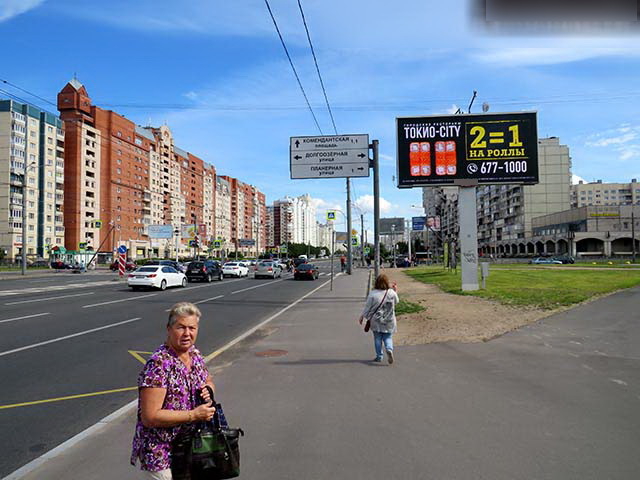 Фотография рекламного носителя, тип: Билборд 3x6, адрес: Комендантский пр-т. Х Долгоозёрная ул., д.14, корп.2, Санкт-Петербург, Россия. Сторона А1 №679387