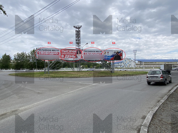 Фотография рекламного носителя, тип: Билборд 3x6, адрес: Гагарина ул. Х Свердлова ул. Х Авиаторов пр-зд., кольцо, Ачинск, Красноярский край, Россия. Сторона Б2 №1005393