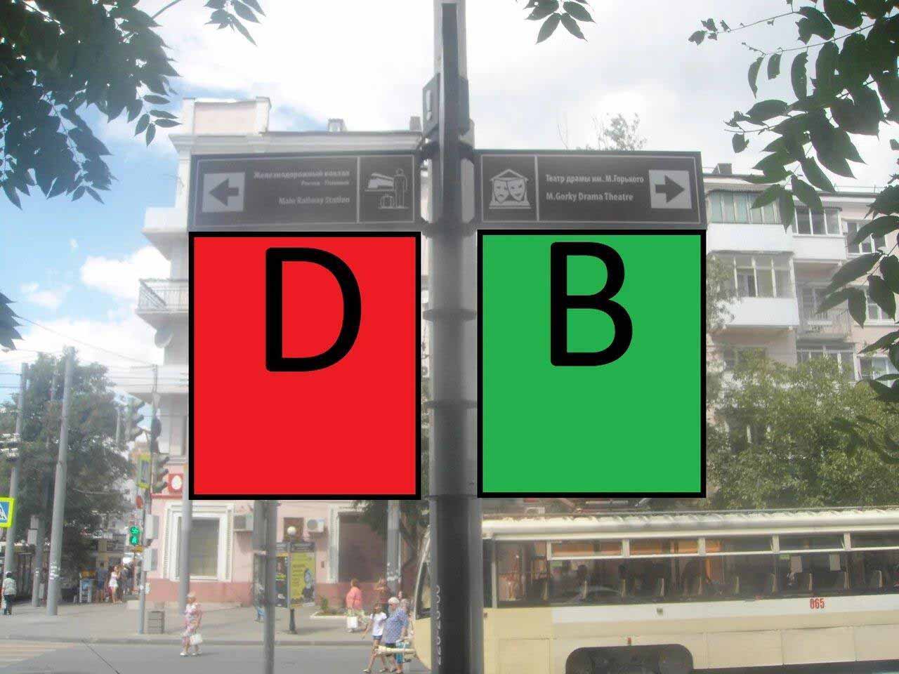 Фотография рекламного носителя, тип: Дорожный указатель, адрес: Буденновский пр-т., д.50 X Максима Горького ул., Ростов-на-Дону, Ростовская область, Россия. Сторона Д1 №1086808