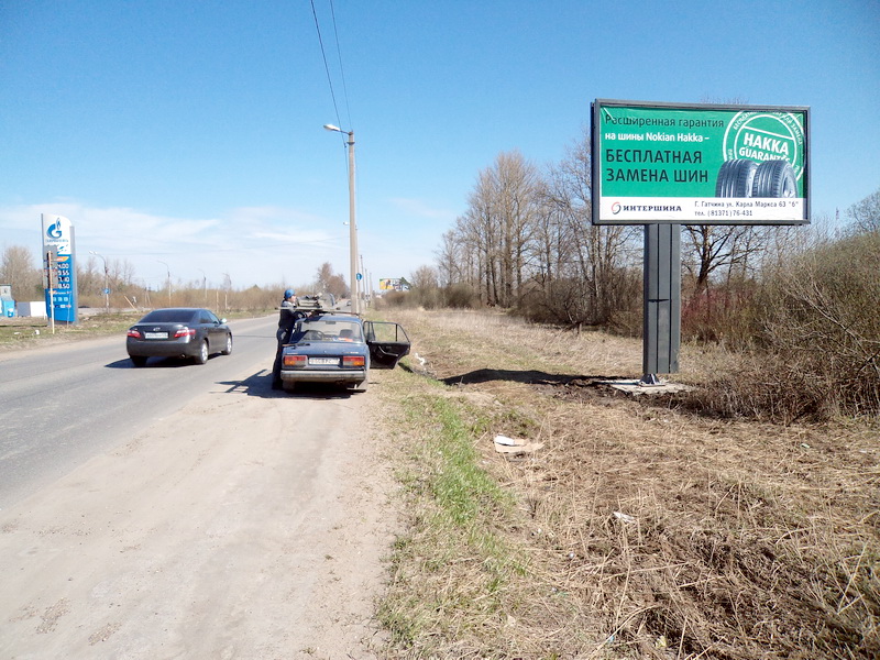 Фотография рекламного носителя, тип: Билборд 3x6, адрес: Павловское ш., поз.2, Гатчина, Ленинградская область, Россия. Сторона A №504404