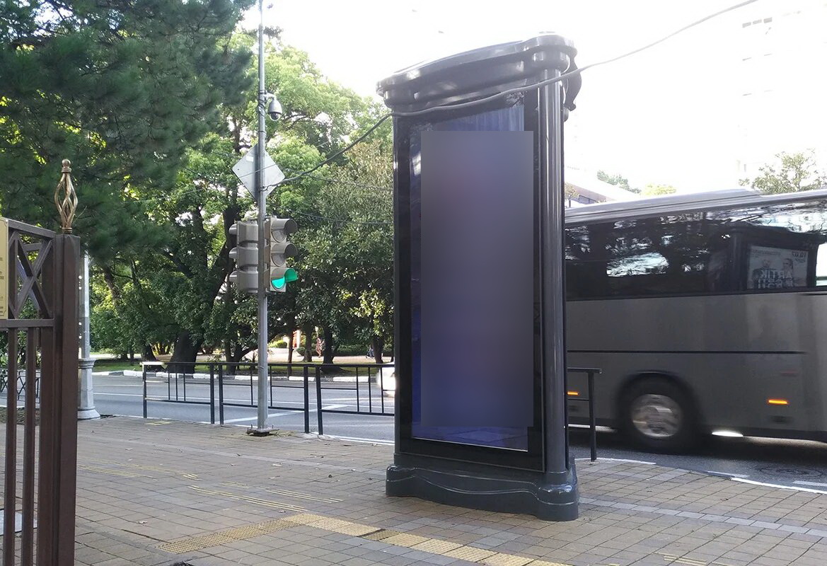 Фотография рекламного носителя, тип: Пиллар 3x1.4, адрес: Курортный пр-т., д.57 Х Соколова ул., Сочи, Краснодарский край, Россия. Сторона С №858311