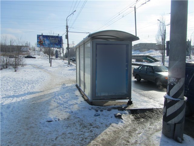 Фотография рекламного носителя, тип: Остановка 1.8x1.2, адрес: Московское ш., 5 горбольница, Саратов, Саратовская область, Россия. Сторона Б №747453
