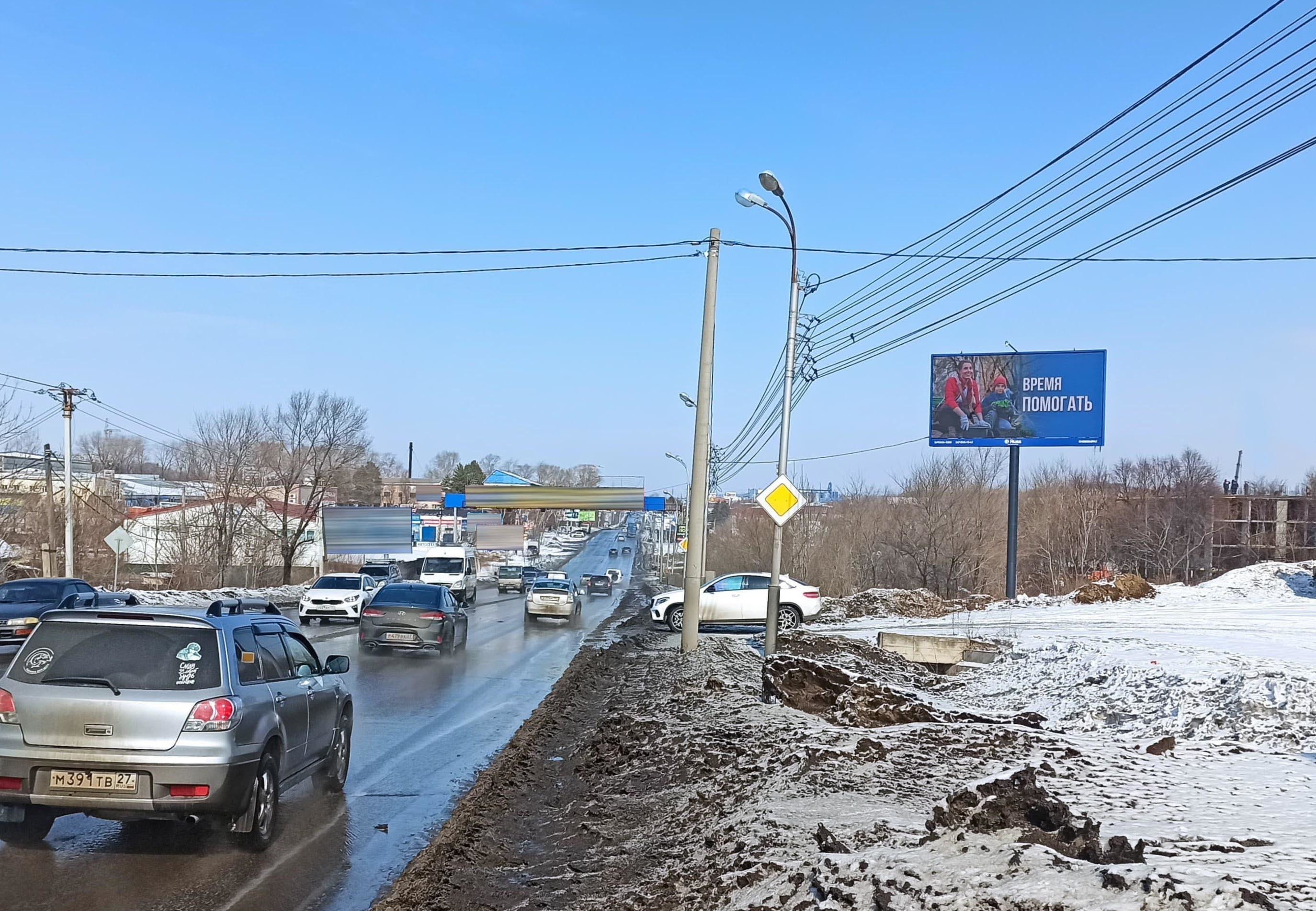 Фотография рекламного носителя, тип: Билборд 3x6, адрес: Воронежская ул., д.117А, Хабаровск, Хабаровский край, Россия. Сторона А1 №1077683
