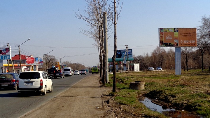 Фотография рекламного носителя, тип: Билборд 3x6, адрес: Некрасова ул., д.235-233, Уссурийск, Приморский край, Россия. Сторона А №791415