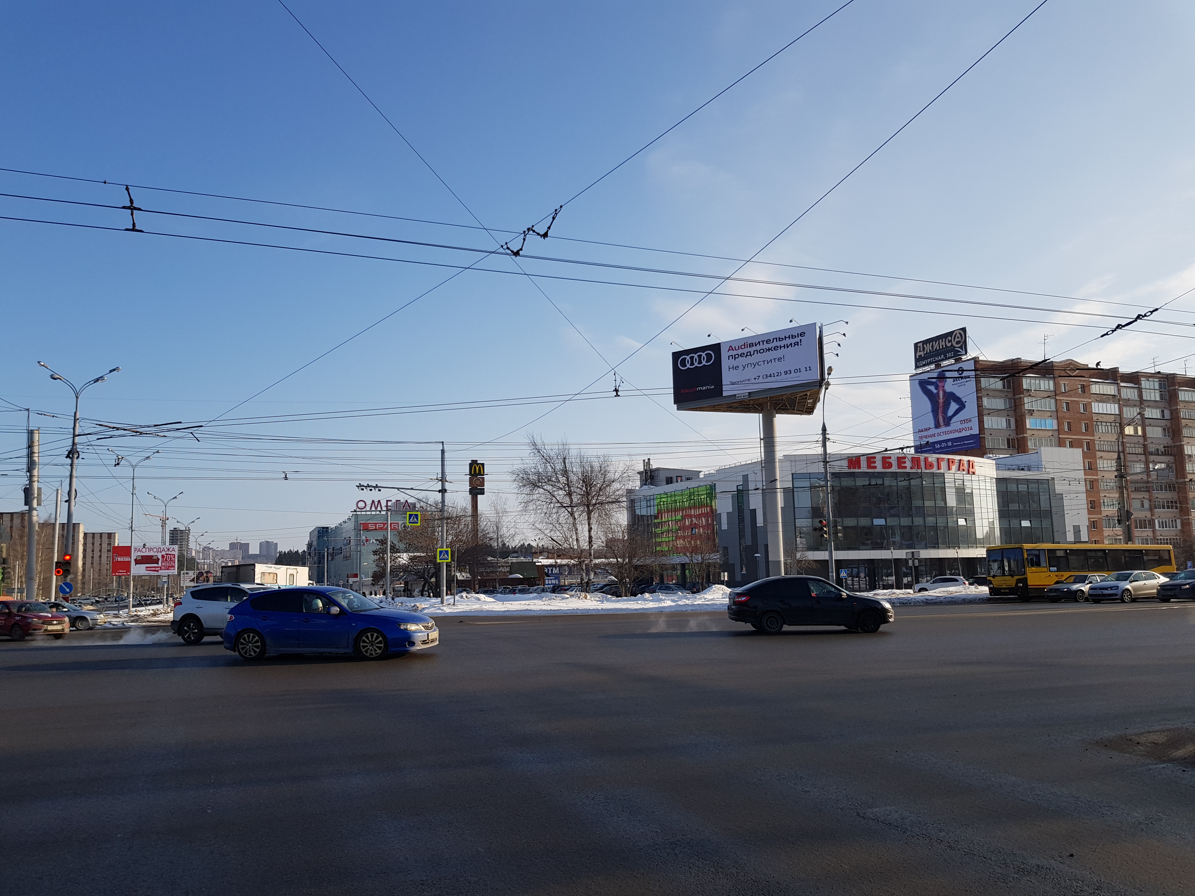 Фотография рекламного носителя, тип: Суперсайт 4x12, адрес: Удмуртская ул., д.302а Х 10 лет Октября ул., Ижевск, Республика Удмуртия, Россия. Сторона A1-A10 №292848